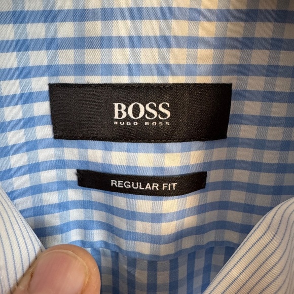 Boss Hugo Boss Men's Gingham Check Long Sleeve Button Up Shirt Blue‎ 41(16) - Picture 3 of 15